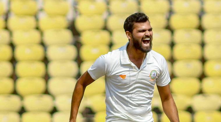 Ranji Trophy Live: Vidarbha bowler Aditya Sarwate exults after dismissing a Saurashtra batsman on Day 4 of the Ranji Trophy final match, in Nagpur