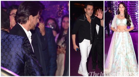 SRK, Bobby Deol, Nora Fatehi at Azhar Morani and Tanya Seth sangeet bash