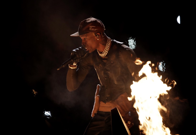 Travis Scott performs during the halftime show.