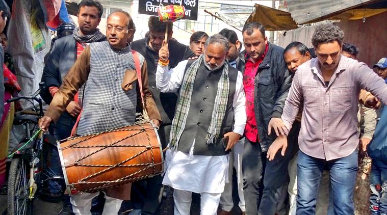 Vijay Goel, Dhol Andolan, Delhi BJP, BJP Delhi, Dhol Andolan Vijay Goel, Delhi AAP, AAP BJP, Manoj Tiwari, Delhi news, Indian express