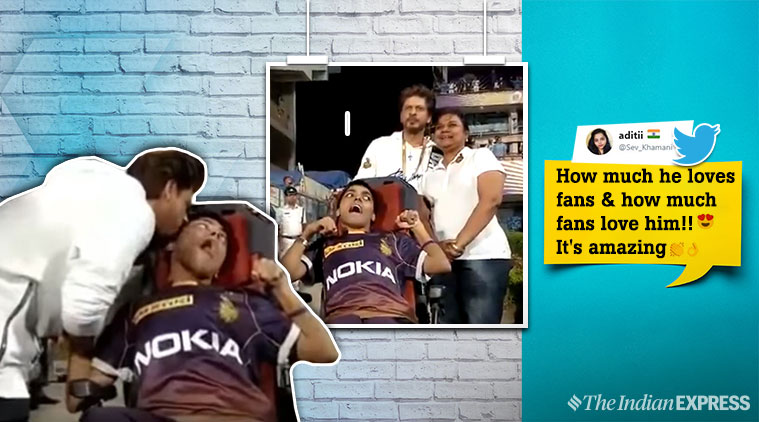   shah rukh khan, sk with fans, srk with different fan, srk kkr fan, harshul goenka, kkr v kxip, ipl 2019, Indian Express, sports news 