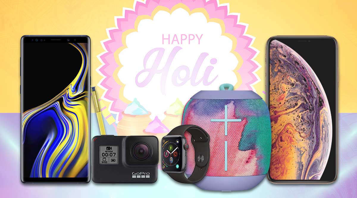 Holi, Holi 2019, Holi 2019 gadgets, Holi 2019 waterproof gadgets, waterproof gadgets, waterproof smartphone, Apple iPhone Xs Max, Samsung Galaxy Note 9, Ultimate Ears Wonderboom Freestyle, GoPro Hero7, GoPro, Apple, iPhone, Samsung, Samsung Gear Sport, Apple Watch 4, Jabra, Jabra Elite Active 65t