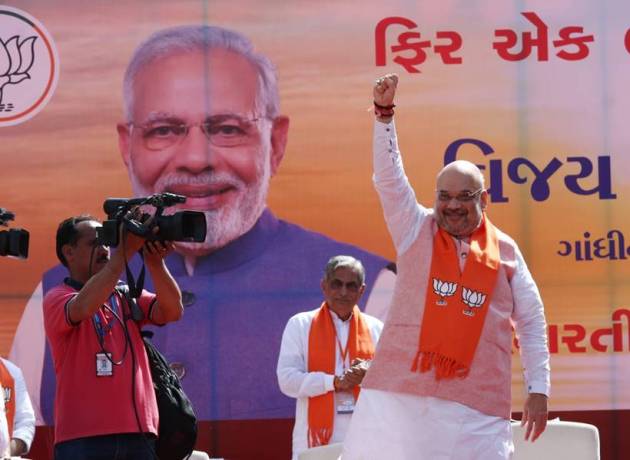 Amit Shah carries out road show before filing nomination for Gandhinagar Lok Sabha seat