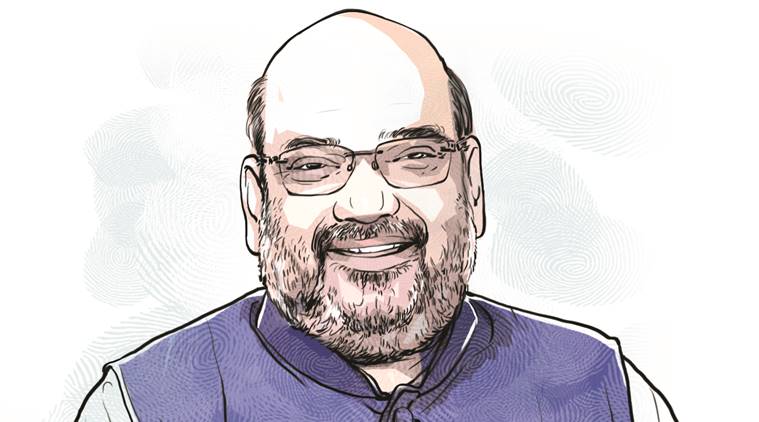 Lok sabha polls, Amit shah, BJP Sankalp Patra, BJP manifesto, Amit Shah in Lucknow, Yogi Adityanath,Mahendra Nath Pandey, indian express