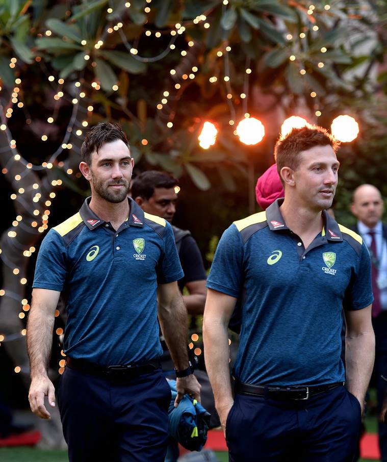 Australian cricketers Glenn Maxwell and Shaun Marsh at a reception hosted by Australian High Commissioner, in New Delhi