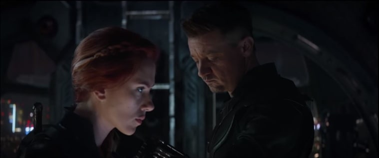 black widow and hawkeye in avengers endgame trailer