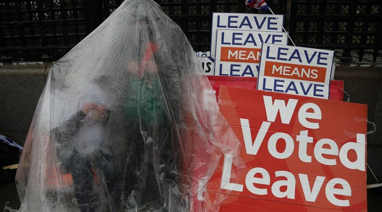 Brexit, Brexit supporters protest, brexit protest, brexiteers protest, leqave means leave, leave means leave march, march against brexit, indian express