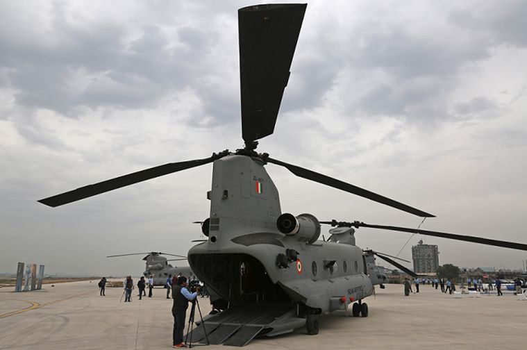 chinook, chinook helicopter, indian air force, chandigarh air force station, chandigarh news, new type of aircraft, indian express