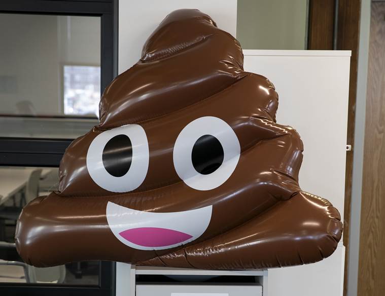 An inflated poop emoji 