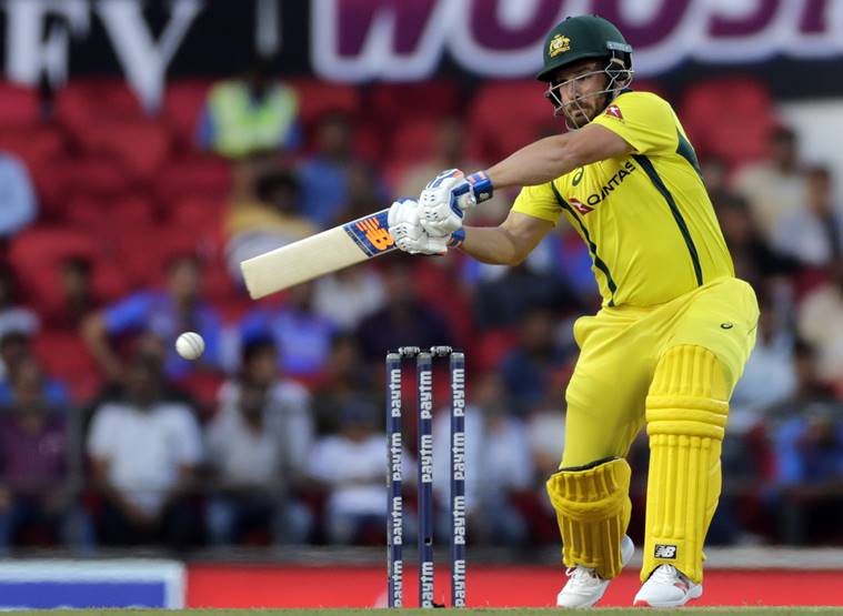 Australia's Aaron Finch bats during second one-day international cricket match between India and Australia in Nagpur, India