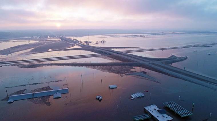 floods, floods in united states, united states, midwest, floods in midwest, nebraska, wisconsin, south dakota, winter, world news, indian express news