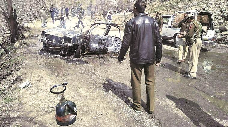 J-K: Car hits CRPF bus and explodes on Jammu-Srinagar highway, driver missing