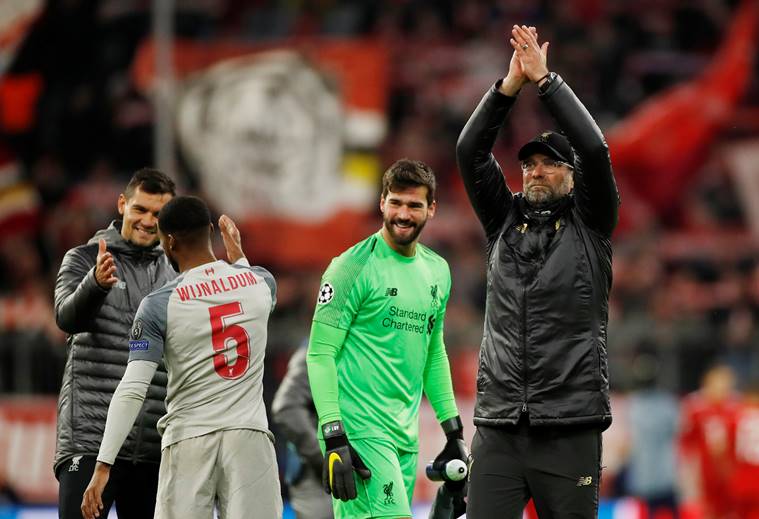 Liverpool manager Juergen Klopp celebrates at the end of the match