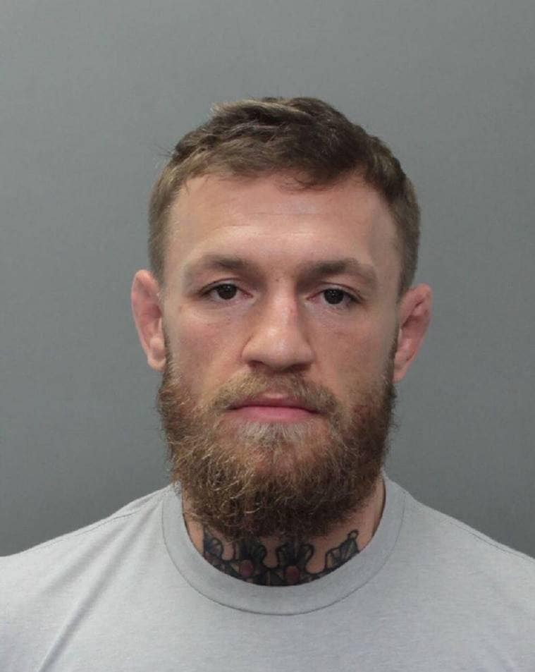 UFC fighter Conor McGregor appears in a police booking photo at Miami-Dade County Jail in Miami, Florida.