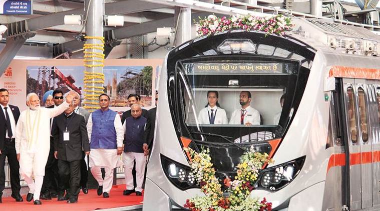 Ahmedabad Metro, Ahmedabad metro Modi, Modi Ahmedabad metro, Metro train launch Ahmedabad, Ahmedabad metro launch, Narendra Modi Gujarat, Gujarat Narendra Modi visit, Ahmedabad metro route, Ahmedabad metro fare, Indian Express, latest news