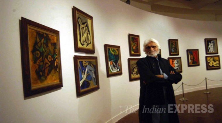 artist M F Husain, M F Husain, Art and the Nation, M f Husain painting, Asia Society Museum, Indian express, indian express news,