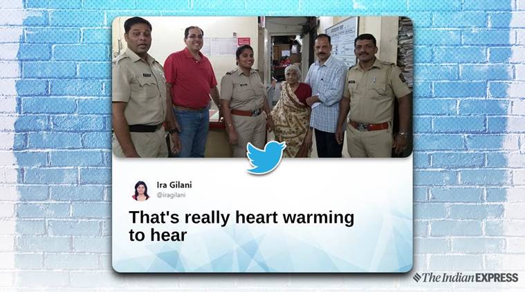 mumbai police, mumbai police missing person, missing person report, women reunited with family, Mumbai, old lady, viral video, trending, indian express, indian express news