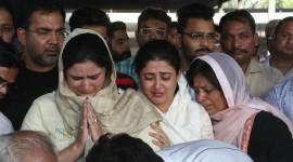 FDA officer Neha Shoree cremation Outside victim house in Sector 6, Panchkula. (Express Photo: Jaipal Singh)