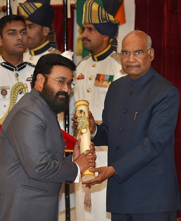President Ram Nath Kovind conferred Padma Bhushan award upon actor Mohanlal