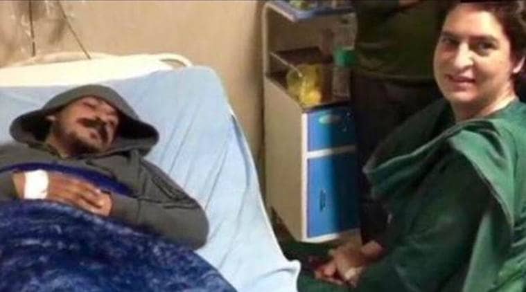 Priyanka Gandhi meets Bhim Army chief at a hospital in Meerut