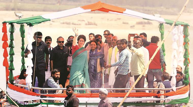 priyanka gandhi, priyanka gandhi rally, priyanka gandhi in up, priyanka gandhi boat yatra, lok sabha elections, lok sabha elections 2019, rahul gandhi, narendra modi