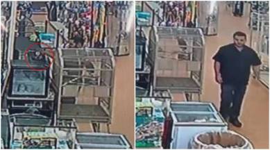 snake thief, man puts python in pants, robbery, bizarre, stolen python, cctv footage, Michigan, US, trending, indian express, indian express news