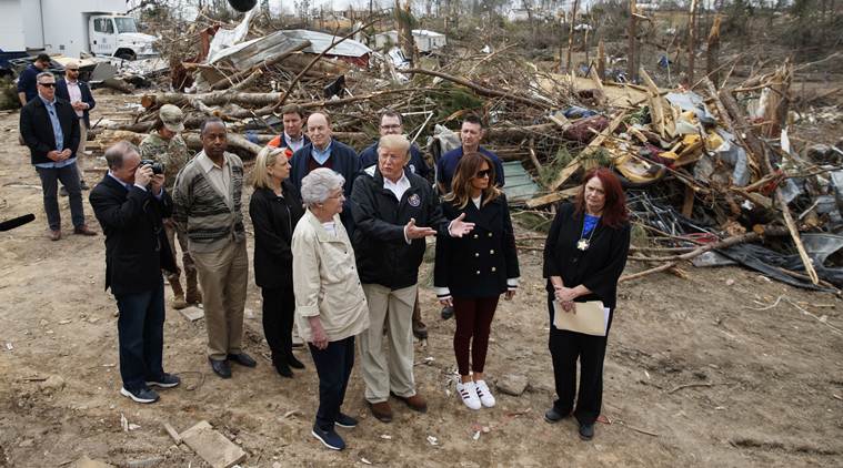 Donald Trump sees 'unbelievable' tornado damage in Alabama visit