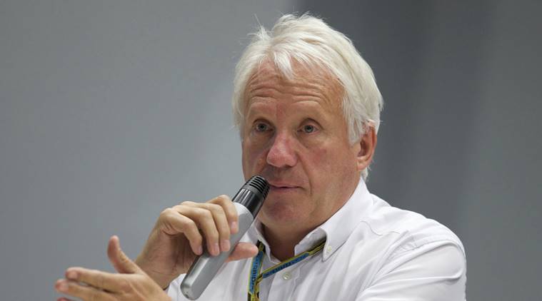Charlie Whiting, International Automobile Federation, or FIA, Race Director, gestures answering a question during a news conference at the 'Sochi Autodrom' Formula One circuit , in Sochi, Russia.