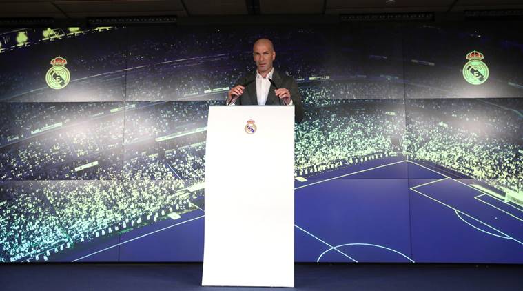 Real Madrid coach Zinedine Zidane during the press conference