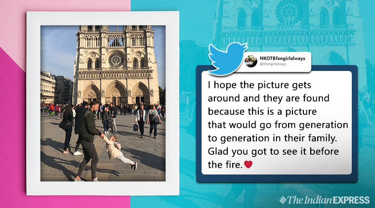 notre dame, notre dame fire, notre dame father child photo, notre damn photos, viral notre dame fire photos, internet search notre dame duo, viral news, viral photo, indian express