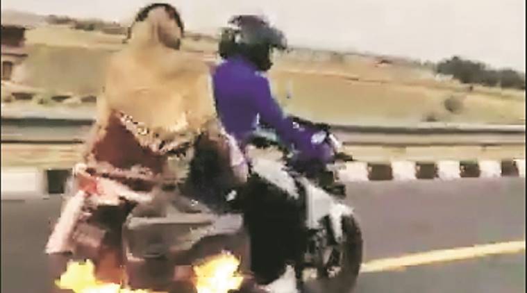 Bike catches fire on Agra expressway, cops on patrol save family