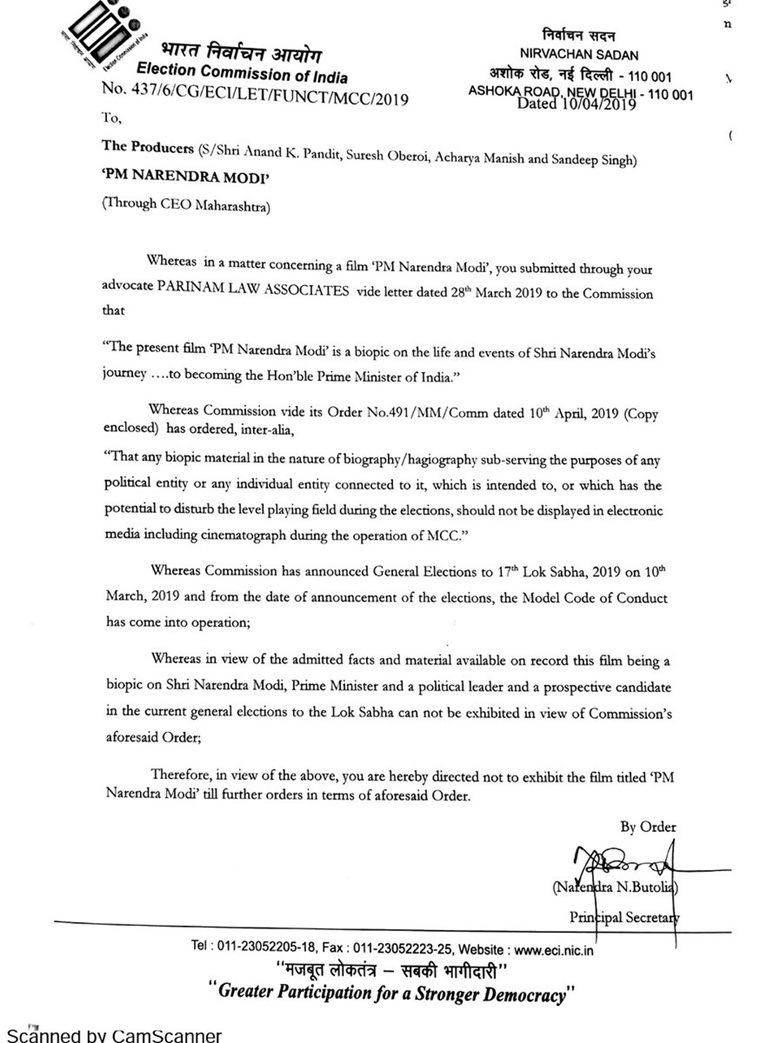 'Disturbs level playing field': EC stalls release of PM Modi biopic till completion of polls