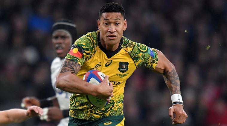 Australia's Israel Folau runs in to score their first try