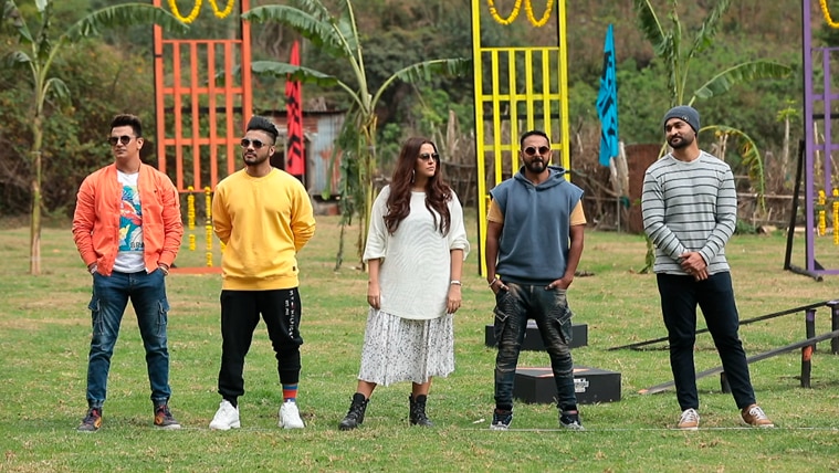 Gang leaders Prince Narula, Neha Dhupia, Nikhil Chinapa, Sandeep Singh and Raftaar at the battle ground of MTV Roadies Real Heroes
