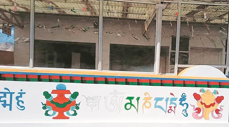 Punjab, Punjab news, Gurdwara Pathar Sahib, Gurdwara Pathar Sahib painting, Buddhist slogans on guraudwara walls, sikh community, Indian express