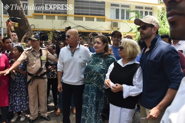 Hrithik Roshan and family at voting booth