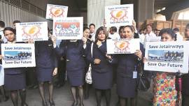 Cash-strapped Jet Airways staff stage protest at Mumbai airport, seek unpaid salaries