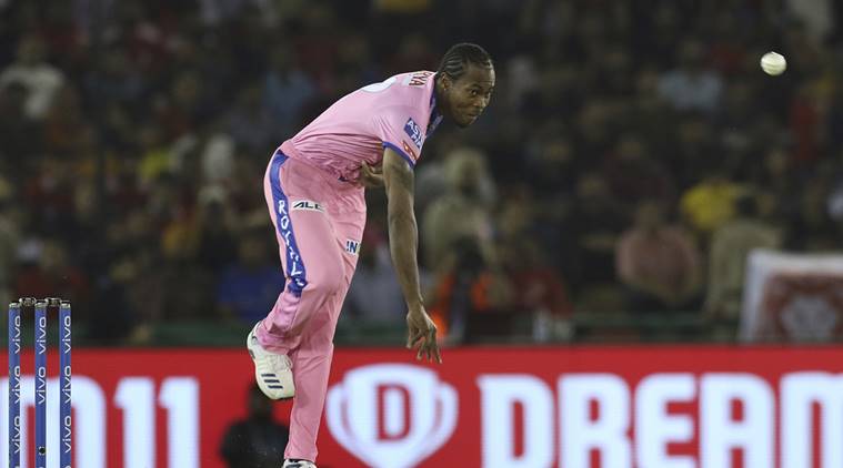 Jofra Archer bowls during the VIVO IPL T20 cricket match between Kings XI Punjab and Rajasthan Royals in Mohali