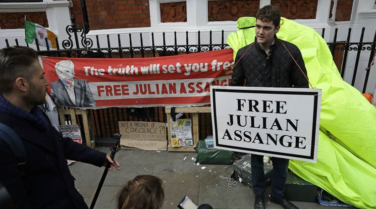 Julian Assange, Julian Assange arrested, WikiLeaks, Wikileaks Julian Assange arrested, Julian assange london, Julian Assange arrest video, Julian Assange ecuador, ecudor Julian assange, Julian Assange news, Julian assange arrest news, London news, Julian assange britain, britain julian assange, indian express, latest news