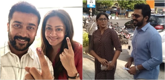 Karthi Ranjani Suriya Jyothika voting photos