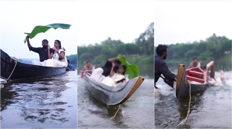 Watch: Kerala couple falls off canoe during pre-wedding photoshoot