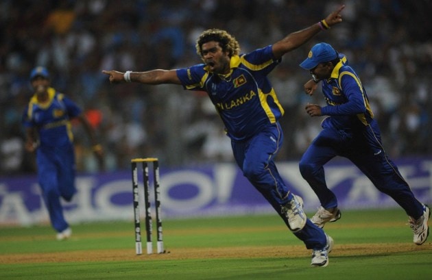Lasith Malinga celebrate after the wicket of Sachin in world cup 2011 final
