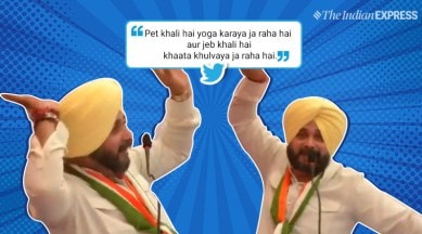 Pet khali hai, yoga karaya ja raha hai': Navjot Singh Sidhu's animated speech goes viral | Trending News,The Indian Express Pet khali hai, yoga karaya ja raha hai': Navjot Singh Sidhu's animated speech goes viral | Trending News,The Indian Express