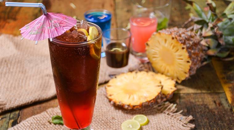 Summer Drinks, Blue Lagoon, sugar syrup, lemon juice, curacao syrup