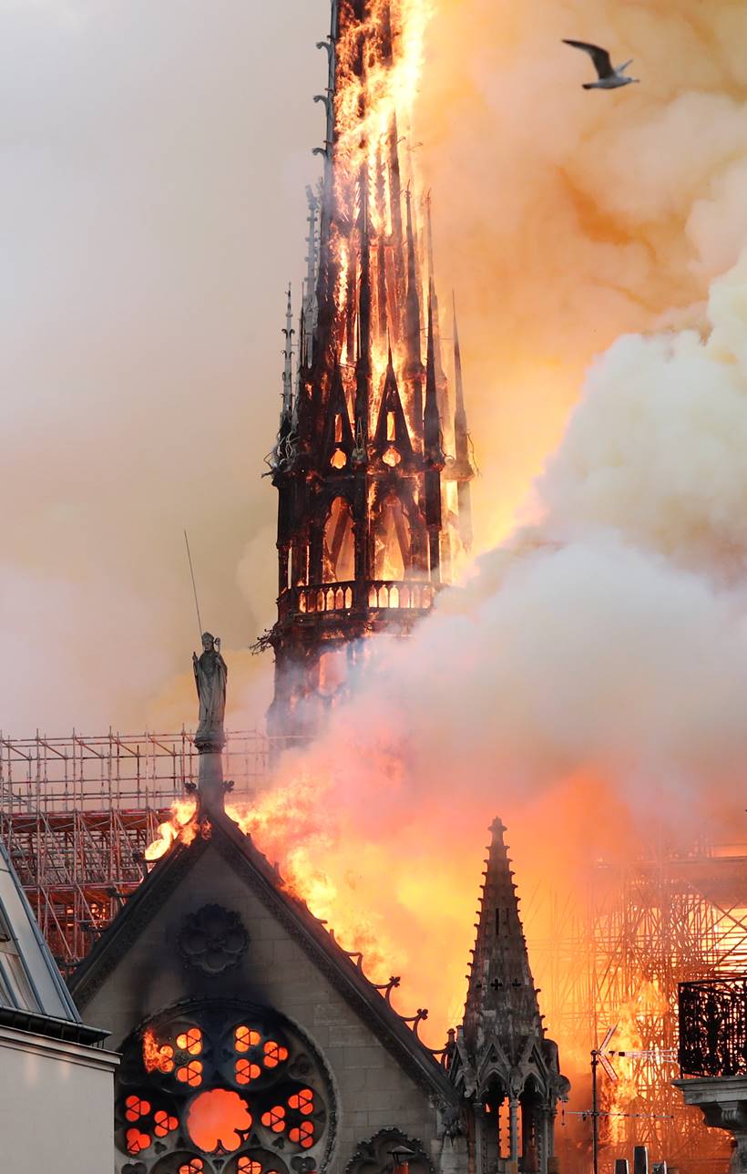 Paris' Notre Dame Cathedral ablaze, part of spire collapses
