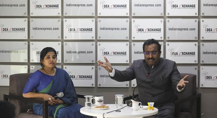 Ram madhav at the Indian Exxpress Ideas Exchange