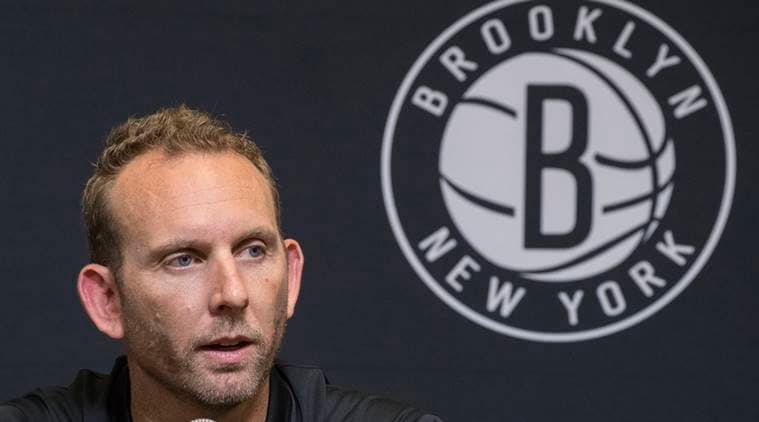 Brooklyn Nets General Manager Sean Marks during a news conference introducing the team's draft picks in New York.