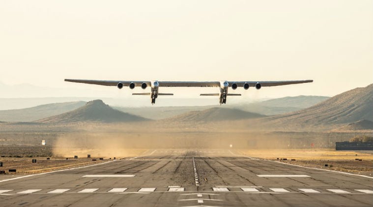 Stratolaunch, world largest plane, Stratolaunch first flight, Worlds largest plane first flight, Stratolaunch plane, Stratolaunch aircraft, stratolaunch flying launch pad, world largest plane test flight, stratolaunch plane test flight, Mojave Air and Space Port, Mojave Desert