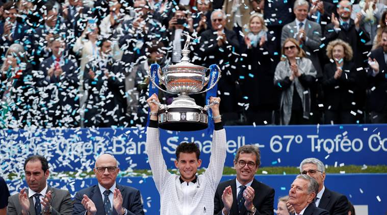 Austria's Dominic Thiem celebrates with the trophy after winning the Barcelona Open