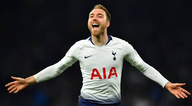 Tottenham's Christian Eriksen celebrates scoring their first goal